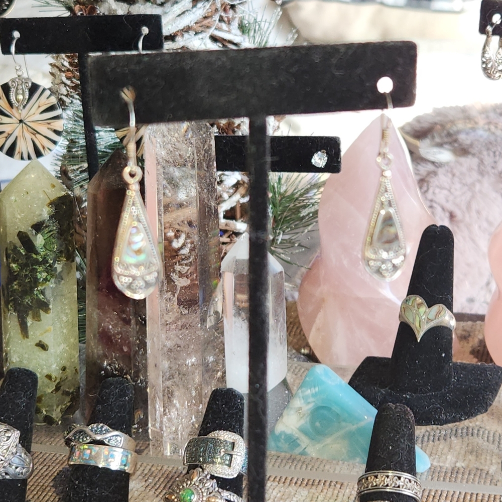 Women's 925 Dangle Abalone Shell Earrings